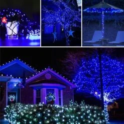QITONG 2 Pack Blue Solar String Lights Outdoor Waterproof, Each 33ft 100 LED Solar Christmas Lights, 8 Modes Green Wire Solar Tree Lights For Pool Garden Patio Yard Tree Party Wedding -Xmas Lighting Shop 917vtkXlgQS. AC SL1500