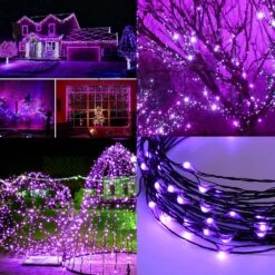 Twinkle Star 2 Pack Outdoor Solar String Lights, 33 FT 100 LED Solar Powered Halloween Decorative Fairy Lights With 8 Modes, Waterproof Black Wire Light For Christmas Patio Yard Wedding Party, Purple -Xmas Lighting Shop 91A YkBvLGL. AC SL1500
