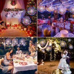 2 Pack Starburst String Lights Christmas Lights, 225 LED 8 Modes Dimmable With Remote Control, Waterproof Copper Wire Decorative Hanging Starburst Lights For Party Patio Garden Decoration (Multicolor) -Xmas Lighting Shop 91DDXz2vFfL. AC SL1500