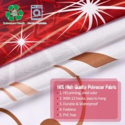 Claswcalor 4 Pcs Merry Christmas Shower Curtain Sets With Non-Slip Rugs, Toilet Lid Cover And Bath Mat, Red Bell Bow Shower Curtains With 12 Hooks For Bathroom Christmas Decoration -Xmas Lighting Shop 91Day7Whc L. AC SL1500