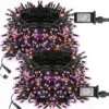 Dazzle Bright Halloween String Lights, 132FT 400 LED Connectable Black Wire 8 Modes String Lights, Waterproof Christmas Decorations For Indoor Outdoor Patio Party Holiday (Purple And Orange)