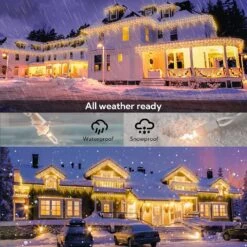 BEEWIN 200 Christmas Icicle Lights, Warm White Clear Bulbs With 23FT Long White Wire, Professional Grade String Lights For Indoor & Outdoor,Xmas,Party, Patio, Courtyard, Window, Fence, Trees Decor -Xmas Lighting Shop 91FNzRNeO1L. AC SL1500