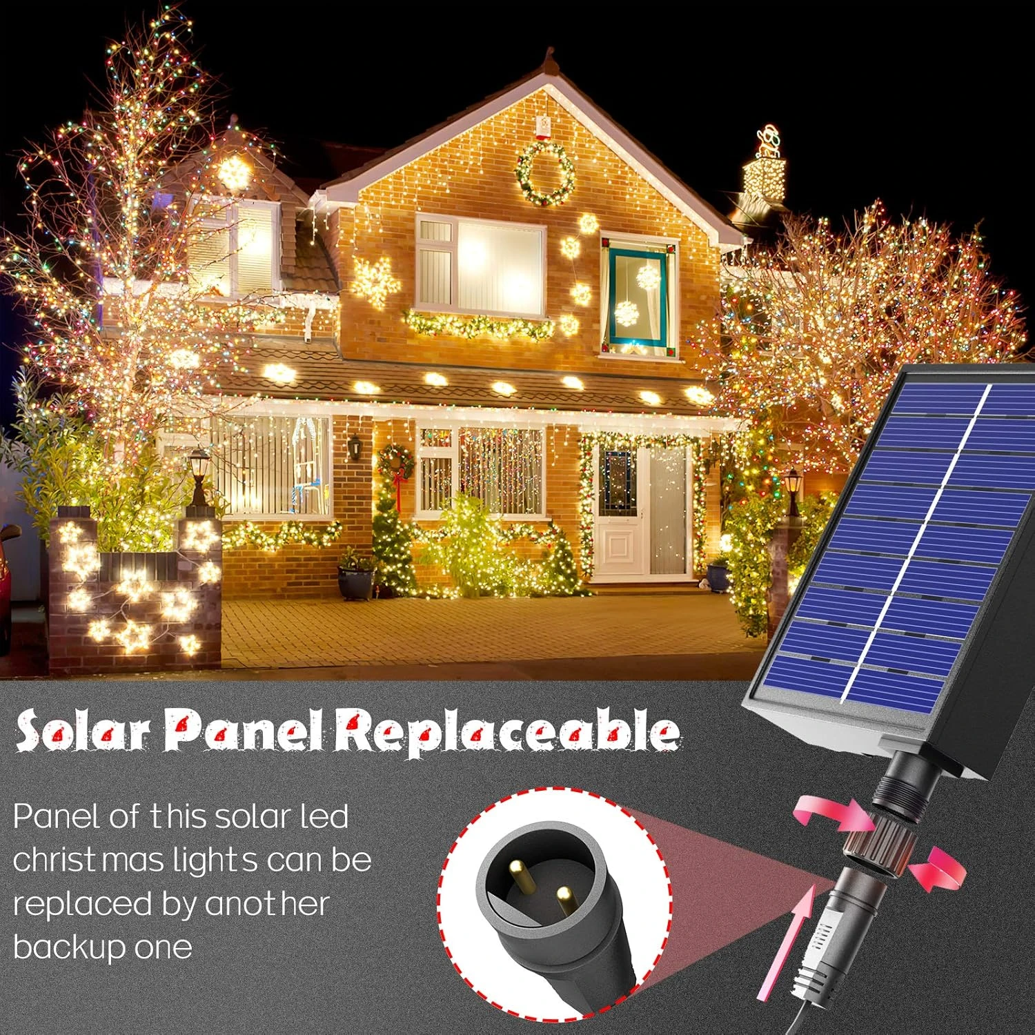 Solar Christmas Lights Outdoor Waterproof - 8 Mode 200LED 72ft LED Mini Solar Power String Lights, Multicolor Fairy Light Strings Decorations For Xmas Trees, Patio, Garden, Fence, Path, Holiday, Party 2 Solar Christmas Lights Outdoor Waterproof - 8 Mode 200LED 72ft LED Mini Solar Power String Lights, Multicolor Fairy Light Strings Decorations For Xmas Trees, Patio, Garden, Fence, Path, Holiday, Party - Image 2