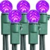 Brizled Purple Halloween Lights, 24.67ft 70 LED G12 Halloween String Lights, 120V Plugin Connectable Halloween Lights Green Wire Purple Lights For Halloween Christmas Tree Room Outdoor Indoor Decor