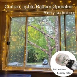 Echosari 300 LED Curtain Lights Battery Operated, 9.8ft×9.8ft Hanging Lights With Remote Timer Outdoor Curtain Window Lights For Bedroom Patio Wedding Backdrop Christmas Party Decór (Warm White) -Xmas Lighting Shop 91KG3dbiHvL. AC SL1500