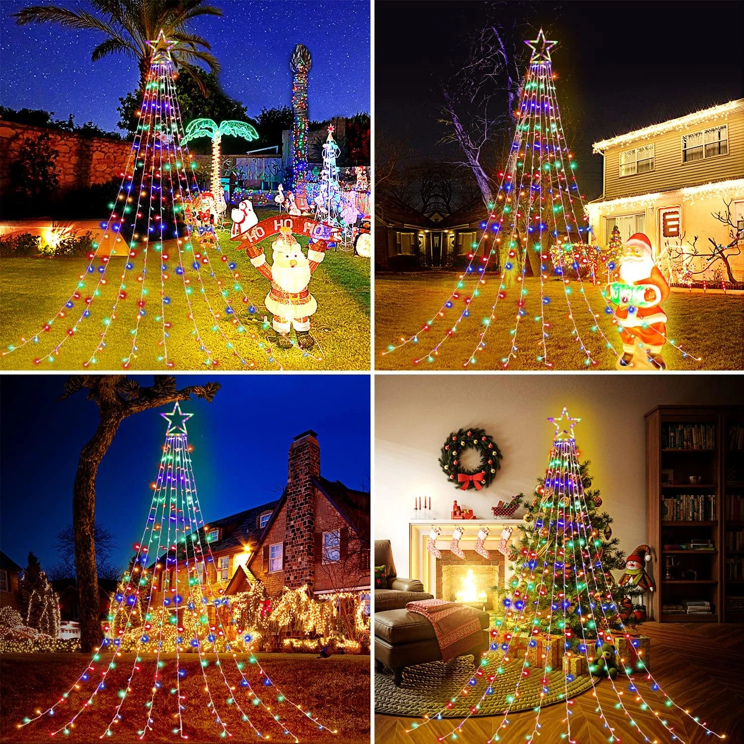 FUNIAO (New) Christmas Lights, Outdoor Christmas Decorations, 320 LED Waterfall String Lights, 8 Light Modes Chrsitmas Lights With 12" Star Tree Topper For Yard, Wedding, Party, New Year (Multicolor) 2 FUNIAO (New) Christmas Lights, Outdoor Christmas Decorations, 320 LED Waterfall String Lights, 8 Light Modes Chrsitmas Lights With 12" Star Tree Topper For Yard, Wedding, Party, New Year (Multicolor) - Image 2