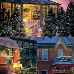 Oopswow Christmas Lights Outdoor Icicle Lights 300LED 33FT 8 Modes, Connectable Hanging Fairy String Lights With 30V UL Plug In For Valentine Wedding Party Eave Garden Wall Indoor Decor, Multicolor -Xmas Lighting Shop 91NnhYv2TlL. AC SL1500