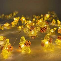 Cynzia Honeybee Fairy String Lights, 40LED Bee String Light Plug In With 8 Modes Remote Control, Waterproof Novelty Decorative Light String For Outdoor Indoor Party Wedding Garden Christmas