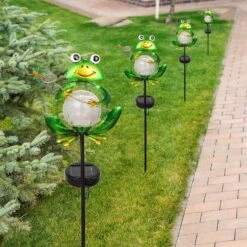XIFEINIU Garden Solar Lights Outdoor Decorations, Waterproof Frog Crackle Glass Globe Metal Garden Stake Lights, Solar Powered Warm White LED Light For Christmas Pathway Lawn Patio Yard Decor -Xmas Lighting Shop 91P5eR4BcqS. AC SL1500