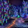 Falling Rain Lights 11.8 Inch 8 Tube 192 LEDs, Meteor Shower Lights Waterproof, Icicle Snow Fall String Cascading Lights, Christmas Lights For Holiday Party Wedding, Garden Decoration (Colorful)