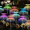 KNHUOS Solar Garden Lights 12 Pack Waterproof Solar Lights For Outside 7 Colors Changing Double Jellyfish Solar Lights Solar Outdoor Lights For Christmas Halloween Pool Outdoor Yard Garden Decor