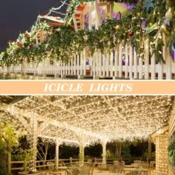 Ghope Christmas Icicle Lights Outdoor, 400 LED 32.8ft 8 Modes Timer IP44 Waterproof Fairy String Light With 64 Drops, Christmas Lights For Christmas Decorations ,Holiday, Party, Wedding, Eaves -Xmas Lighting Shop 91R7mvSgHPL. AC SL1500