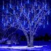 Christmas Lights, Lauzior 16 Inch/40cm Meteor Shower Lights, Xmas Decorations For Outside Yard Party, Icicle Christmas Lights Outdoor For Tree Porch House Holiday, LED Lights, UL Plug, Blue