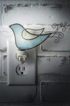 Bird Night Light Christmas Decorative Accent Lite Wall Plug In Nightlight Bedroom Bathroom Nursery Kitchen Blue Green Stained Glass Home Décor J Devlin NTL 188 -Xmas Lighting Shop 91RKwQRLwqL. AC SL1500