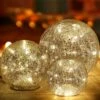 Mercury Crackle Glass Moon Lamp,3 Pack (4in,4.5in,5.7in) Sphere Night Light Battery Operated Bedside Lamp For Christmas Bedroom Decoration Birthday Gifts For Women Girls Mom Girlfriend
