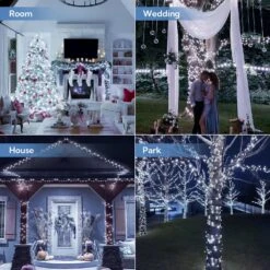 Woohaha 2 Pack Solar String Lights,Each 72ft 200 LED Solar White Christmas Lights Outdoor With Remote And Timer, 8 Modes Solar Tree Lights Waterproof Solar Fairy Lights For Garden,Yard,Patio,Party -Xmas Lighting Shop 91S9YTPuzL. AC SL1500
