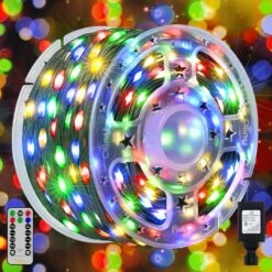 Ollny Christmas Lights Outdoor Indoor, 600LED 198FT Christmas Tree Lights IP67 Waterproof With Remote, 8 Modes Timer Plug In Outside Xmas Lights For House Bedroom Party Yard Decorations-Multicolor