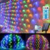 11.5ft X 5ft Solar Net Lights, Outdoor Mesh Lights 240LED Waterproof 8 Mode With Remote 2 Power Supply String Lights Plug In For Bushes Trees Garden Wall Patio Christmas Indoor Decor (Multicolor)