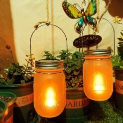 Aikeve Hanging Solar Mason Jar Lights ,4 Pack LED Outdoor Solar Garden Lantern,Solar Lanterns For Outdoor Patio Party Garden Wedding Christmas Decor Lights(Mason Jars/Handles Included) -Xmas Lighting Shop 91USWHkYmL. AC SL1500