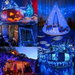 Hopolon Solar String Lights Outdoor, 2 Pack Each 33FT 100 LEDs Solar Powered Fairy Lights,Copper Wire Lights With 8 Modes For Patio Yard Trees Christmas Wedding Party Decor -Blue -Xmas Lighting Shop 91VPRSUIYoL. AC SL1500