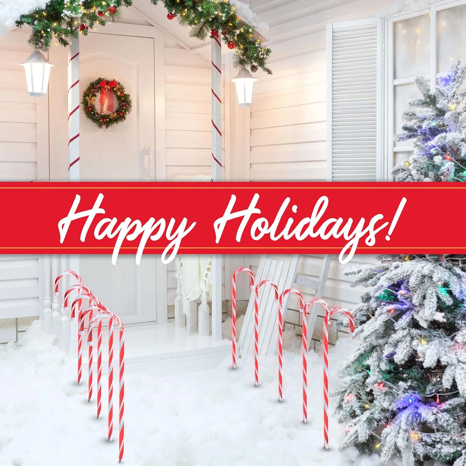 PREXTEX 10 Christmas Candy Cane Pathway Lights Markers For Indoor And Outdoor Use - Christmas Light Up Candy Cane Walkway Outside (2 Sets Of 5 Candy Canes, 22 Inches Tall) 7 PREXTEX 10 Christmas Candy Cane Pathway Lights Markers For Indoor And Outdoor Use - Christmas Light Up Candy Cane Walkway Outside (2 Sets Of 5 Candy Canes, 22 Inches Tall) - Image 7