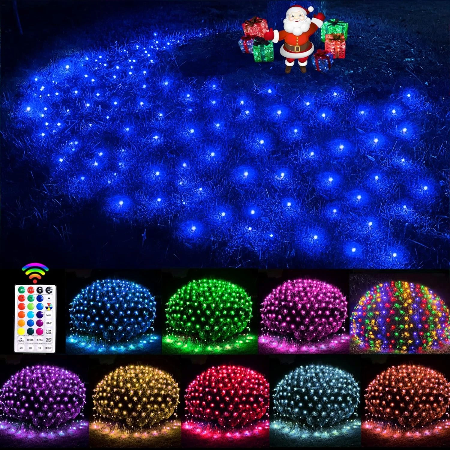 Obrecis Christmas Net Lights Outdoor, 240 LED 18 Color Changing Mesh Lights, 14.8ft X 5ft Waterproof Connectable Multicolored Fairy String Lights For Bushes Xmas Tree Garden Wedding Party Home Decor 1 Obrecis Christmas Net Lights Outdoor, 240 LED 18 Color Changing Mesh Lights, 14.8ft X 5ft Waterproof Connectable Multicolored Fairy String Lights For Bushes Xmas Tree Garden Wedding Party Home Decor
