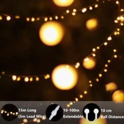 LED Globe String Lights, 100 LED Warm White Globe String Lights Plug In, Waterproof Globe Lights For Indoor And Outdoor, Ideal For Home, Wedding Party, Christmas, Balcony, 49ft Extendable Globe String -Xmas Lighting Shop 91ZOkdl9INL. AC SL1500