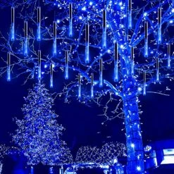 Christmas Lights, Lauzior 16 Inch/40cm Meteor Shower Lights, Xmas Decorations For Outside Yard Party, Icicle Christmas Lights Outdoor For Tree Porch House Holiday, LED Lights, UL Plug, Blue -Xmas Lighting Shop 91ZWEgNW6lL. AC SL1500