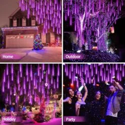 EEIEER Meteor Shower Rain Lights, 16 Inches 10 Tubes 320 LED Outdoor Christmas Snowfall Lights, Plug In Falling Rain Cascade Lights For Xmas Decoration Valentine's Day Thanksgiving Holiday-Purple -Xmas Lighting Shop 91axJlpxhSL. AC SL1500