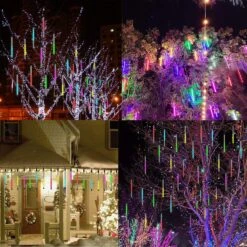 Falling Rain Lights 11.8 Inch 8 Tube 192 LEDs, Meteor Shower Lights Waterproof, Icicle Snow Fall String Cascading Lights, Christmas Lights For Holiday Party Wedding, Garden Decoration (Colorful) -Xmas Lighting Shop 91c4lyBAe1L. AC SL1500