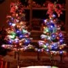 ZIVASA 40LED Solar Christmas Tree Lights Outdoor Decorations Waterproof, Small Solar Powered Christmas Tree With Super Bright LED Constant & Flashing Modes For Pathway Yard Patio Landscape 2PCS