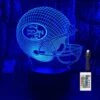 Football Helmet Shape 3D LED Optical Illusion Acrylic Night Light 7 Colors Change Dimmable USB Powered Bedroom Decoration Table Lamp Birthday Christmas Gift For Child Kids SF Fans, Men, Women, Teens