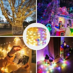 JMEXSUSS 2 Pack Color Changing Fairy Lights Battery Operated, 33ft 100 LED Color Changing Christmas Lights With Remote, 8 Modes Twinkle String Lights For Bedroom Party Decor, Warm White & Multicolor -Xmas Lighting Shop 91dX70UHtkL. AC SL1500