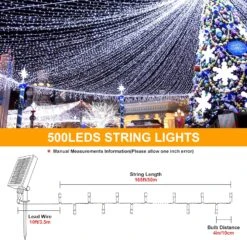 Mimigogo Solar String Lights Outdoor,500 LED 165FT Christmas Lights With 8 Modes And Timer, Remote Control For Holiday Patio Garden Party Decor(White) -Xmas Lighting Shop 91fCUmfduVL. AC SL1500