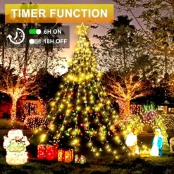 Christmas Decorations Outdoor Tree Lights Warm White 12.7FT 344LEDs Waterfall Christmas Star Lights 8 Lighting Modes And Timer Xmas Hanging Lights For Yard Wedding Holiday -Xmas Lighting Shop 91gQQcBN0gL. AC SL1500