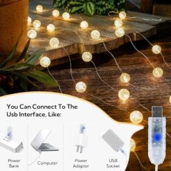 BEEWIN Globe String Lights,10FT 30 LED Decorative Christmas Lights,8 Modes Crystal Crackle Ball Lights,USB Twinkle Fairy Lights For Bedroom,Indoor,Outdoor,Classroom,Wedding,Party,Garden,Warm White -Xmas Lighting Shop 91iWyK3nwnL. AC SL1500
