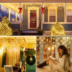 Oopswow YOUNGAR 23FT 200 Clear Icicle Lights Outdoor, Connectable Icicle Christmas Lights, Plug In Curtain String Lights For Indoor Wedding Party Holiday Xmas Yard Patio Window Decorations -Xmas Lighting Shop 91mRqMPwbL. AC SL1500