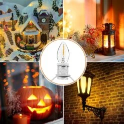 Meonum Accessory Cord With LED Light Bulb C7 Cord Clip Lights With Double Spare Fuse, Blow Mold Christmas String Lights Decoration For Xmas Village House, Pumpkin Crafts Holiday Decor (18 LED Bulb) -Xmas Lighting Shop 91nwv2q3kSL. AC SL1500