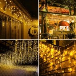 Kemooie 400 LED Outdoor Curtain Lights, 26.2FT X 3.3FT Curtain String Lights With 8 Shining Modes For Indoor Ceremony Birthday Christmas Party Bedroom Balcony Roof Decorations (Warm White) -Xmas Lighting Shop 91oW70vhFaL. AC SL1500