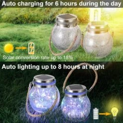 Solar Hanging Lanterns Outdoor Waterproof, Table Lamps Decorative Cracked Glass Jar 30 LED Lights For Garden Tree Court Yard Patio Pathway Christmas Day Holiday Party Decoration (2, Colors) -Xmas Lighting Shop 91pUdoPgZAL. AC SL1500