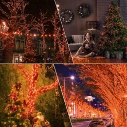 Blingstar Solar Fairy Lights, 2 Pack Each 100 LED 8 Modes Orange Halloween Lights, Solar String Lights Outdoor Waterproof For Tree Garden Patio Yard Party Wedding Christmas Decoration, 33ft -Xmas Lighting Shop 91rVtcEwMEL. AC SL1500
