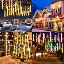 Meteor Shower Lights Outdoor - Total 19ft 8 Tubes 11.8 Inches Falling Rain Lights, Waterproof Lights Indoor & Outdoor For Christmas Halloween Decorations Tree/Porch Yard/Patio/Roof (Warm) -Xmas Lighting Shop 91rkQIjt4wL. AC SL1500
