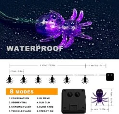 Oopswow YOUNGAR Halloween Decor Spider String Lights, Solar String Light,2PACK 20ft 30 LED Outdoor Decorative Lights For Patio, Garden, Gate, Yard, Halloween Christmas Decoration (2Pack,Spider) -Xmas Lighting Shop 91smqy roL. AC SL1500