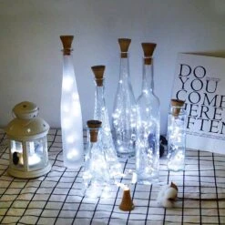 Decorman Upgraded 10 Pack Solar Wine Bottle Lights 20 LEDs Waterproof Silver Wire Cork Lights For Party, Wedding, Christmas, Holiday, Outdoor, Garden, Patio, Pathway Decor