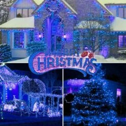 Hopolon Solar String Lights Outdoor, 2 Pack Each 33FT 100 LEDs Solar Powered Fairy Lights,Copper Wire Lights With 8 Modes For Patio Yard Trees Christmas Wedding Party Decor -Blue -Xmas Lighting Shop 91tooceFelL. AC SL1500