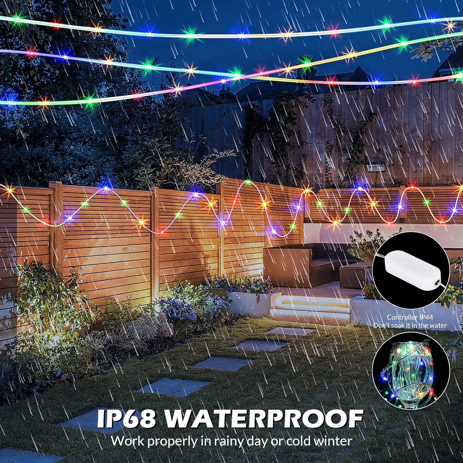 99Ft LED Rope Lights Outdoor, 16 Colors Changing RGB Fairy String Light Plug In With 300 LEDs, IP68 Waterproof Multicolor Tube Light With Remotes For Bedroom Patio Party Halloween Christmas Decor 3 99Ft LED Rope Lights Outdoor, 16 Colors Changing RGB Fairy String Light Plug In With 300 LEDs, IP68 Waterproof Multicolor Tube Light With Remotes For Bedroom Patio Party Halloween Christmas Decor - Image 3