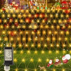Oopswow Christmas Net Lights Outdoor,9.8ft X 6.6ft Mesh Lights Waterproof Tree Light,200Led Net String Lights Plug In With 8Modes Connectable For Gazebo Shrubs Lawn Backyard Garden Decor (Warm White)