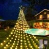 Christmas Decorations Outdoor Tree Lights Warm White 12.7FT 344LEDs Waterfall Christmas Star Lights 8 Lighting Modes And Timer Xmas Hanging Lights For Yard Wedding Holiday
