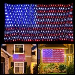 Joiedomi 2Pack LED American Flag Net Lights US Flag String Light Waterproof For Christmas, Holiday, Independence Day, Memorial Day, July 4th, National Day, Decoration, Garden, Yard, Indoor Outdoor -Xmas Lighting Shop 91wcdmB3DYL. AC SL1500