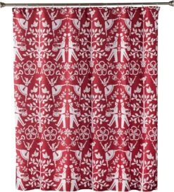 SKL Home Vern Yip Christmas Carol Shower Curtain, 70 X 72 Inches, Red
